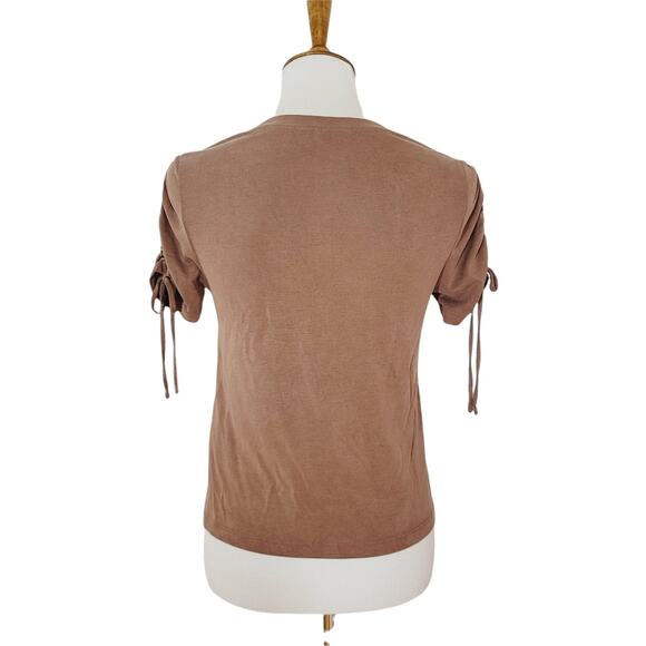 Banana Republic Light Brown Sandwash Modal Ruched Tee Size XS - Picture 5 of 6